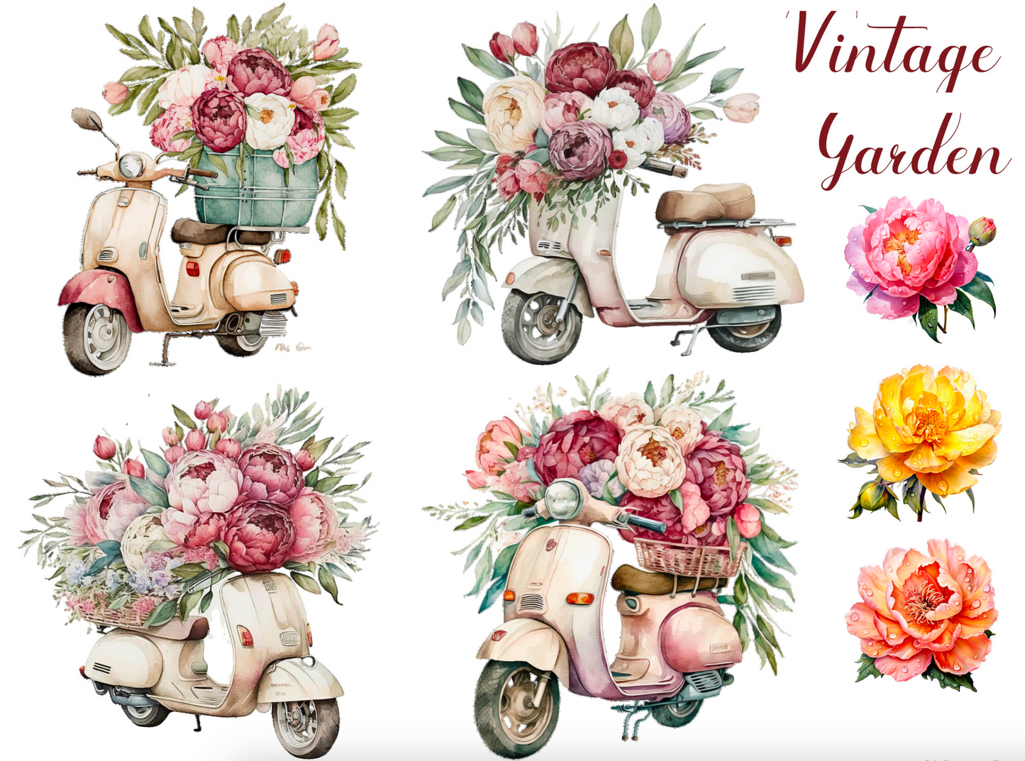 Papel Transfer Flores Vintage 21x30 cms (T014)