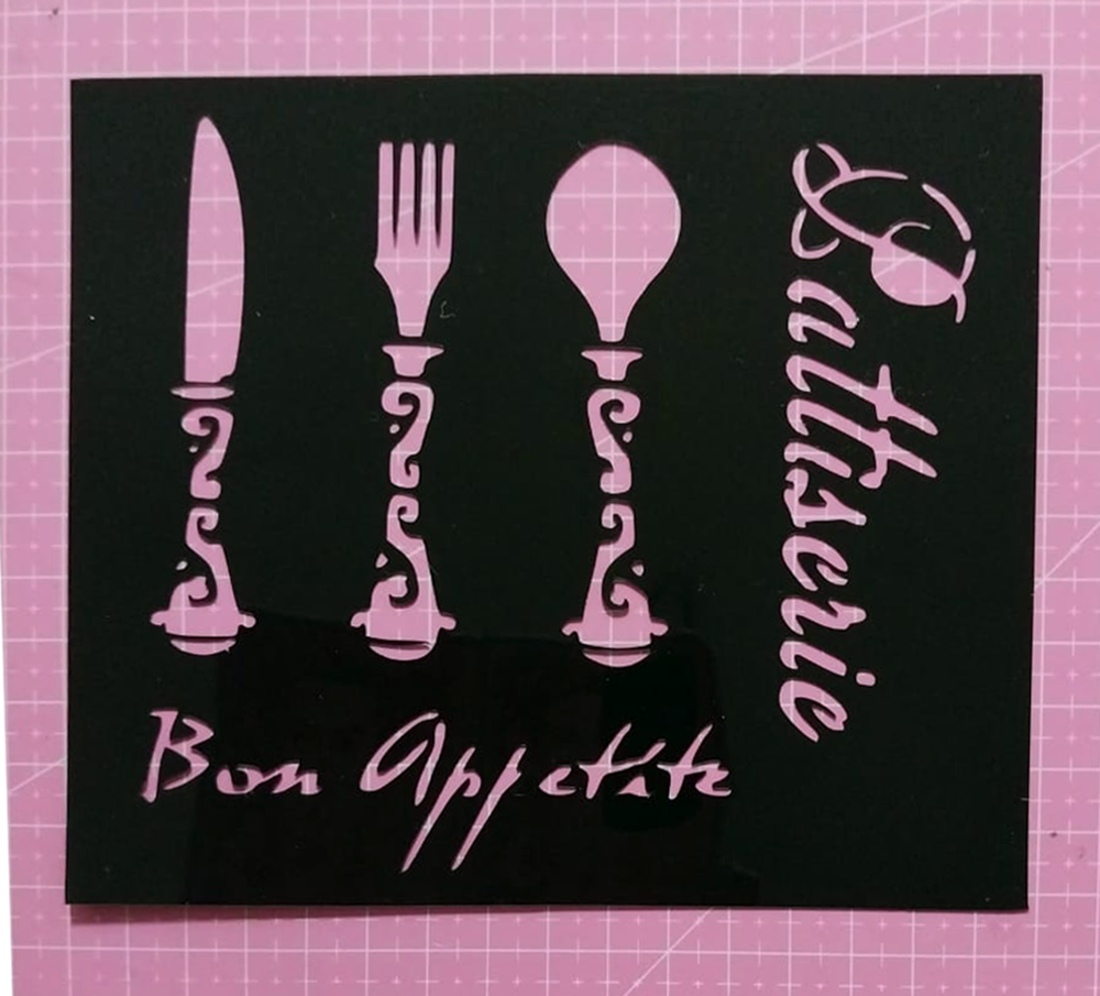 Stencil Cubiertos 15x13 cms (S112)