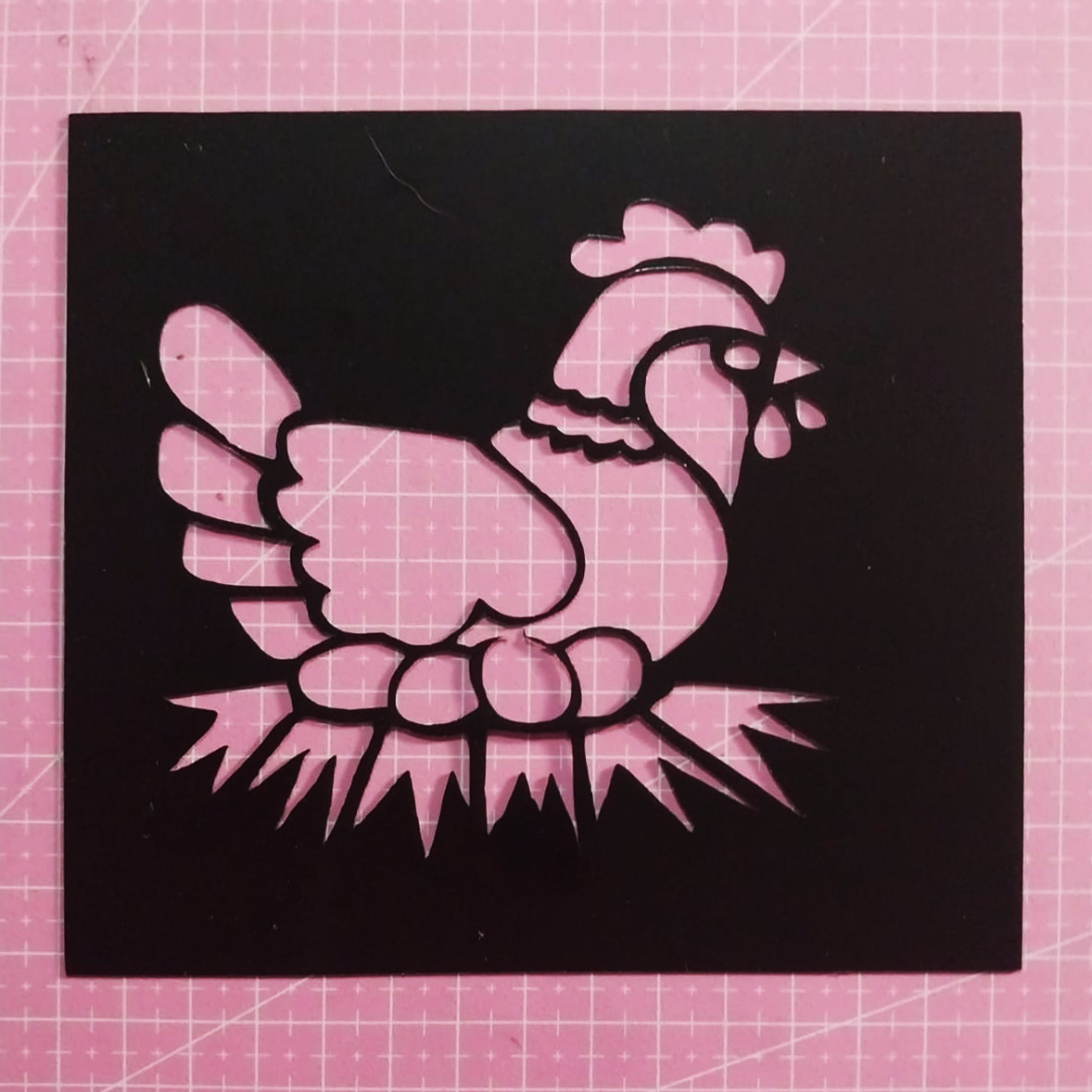 Stencil Gallina y Huevos 14x13 cms (S151)