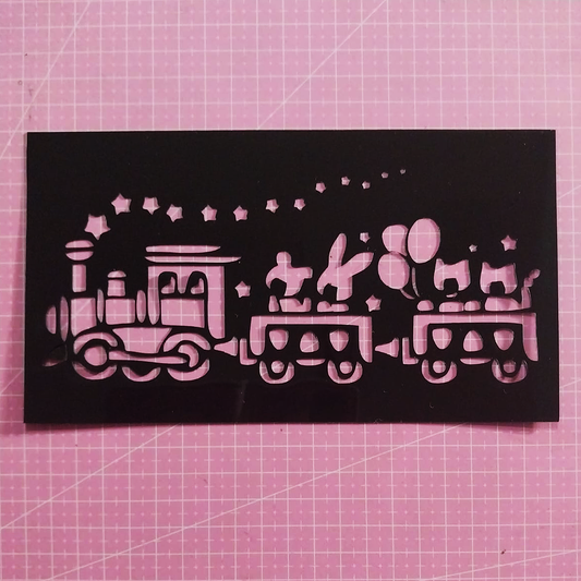 Stencil tren y animales 20x11 cms (S183)