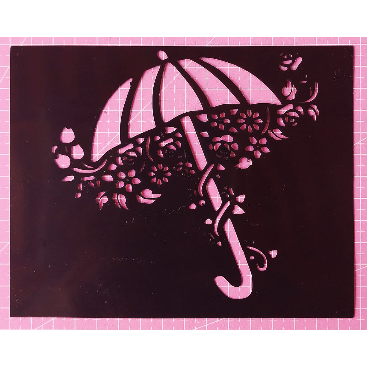 Stencil Paraguas y Flores 15x12 cms (S191)