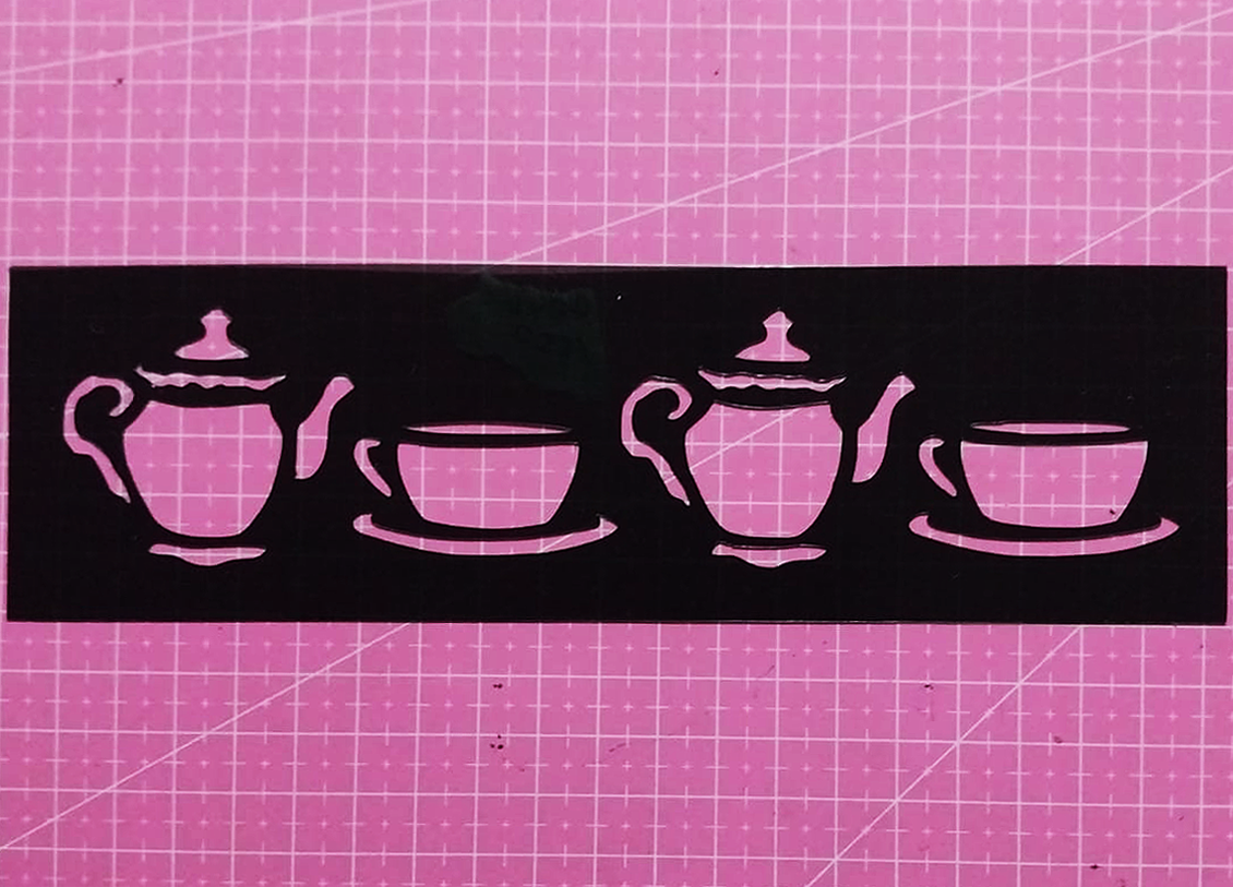 Stencil Tetera y Tazas 20x6 cms (S204)