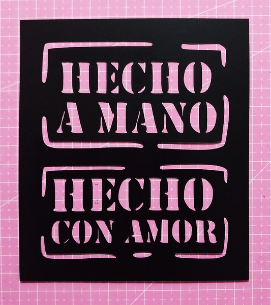 Stencil Texto "Hecho con Amor" 12,5x14 cms (S121)