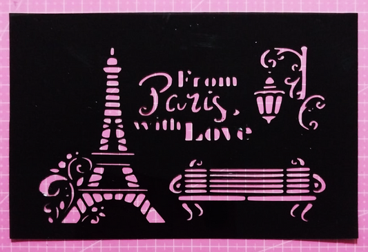 Stencil Vintage "From Paris With Love" 19x12 cms (S131)