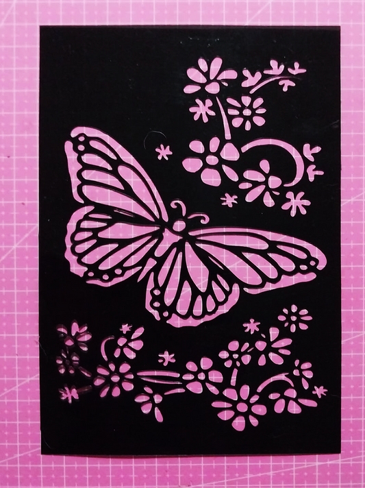 Stencil Mariposas y Flores 12,5x19 cms (S132)